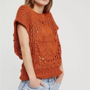 Free People Rust Knit Sleeveless Sweater